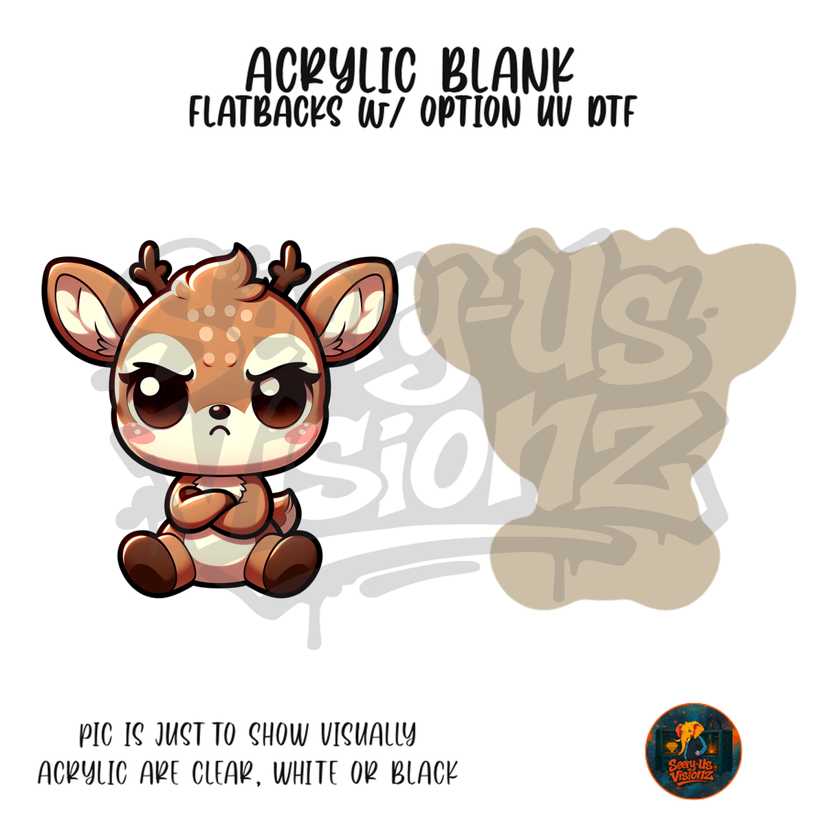 Grumpy Baby Deer acrylic blank, Acrylic & UV DTF Print