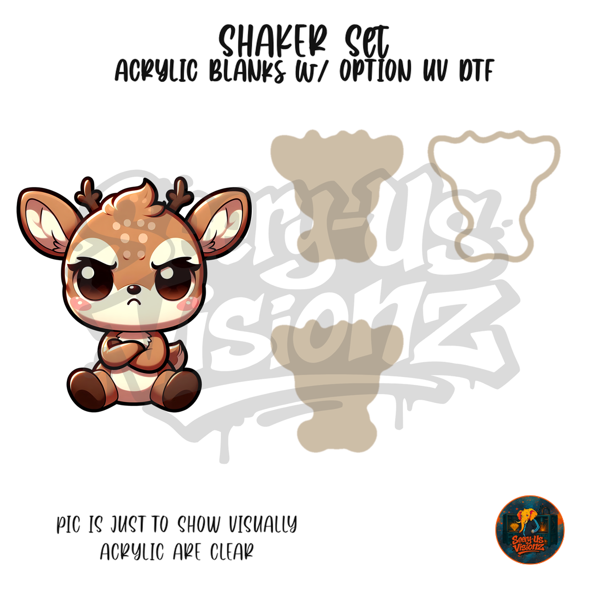 Grumpy Baby Deer shaker set acrylic blanks