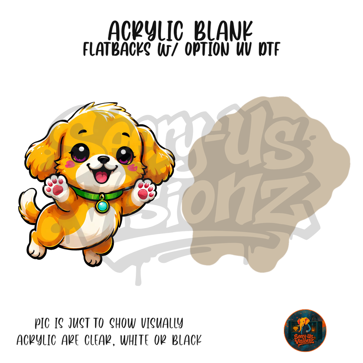 Happy Golden Puppy acrylic blank, Acrylic & UV DTF Print