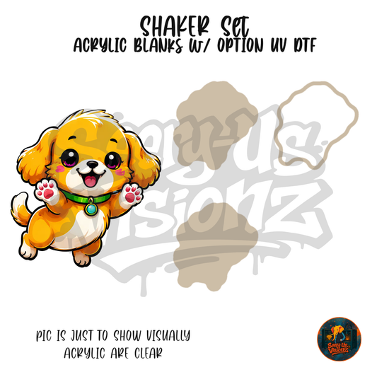 Happy Golden Puppy shaker set acrylic blanks