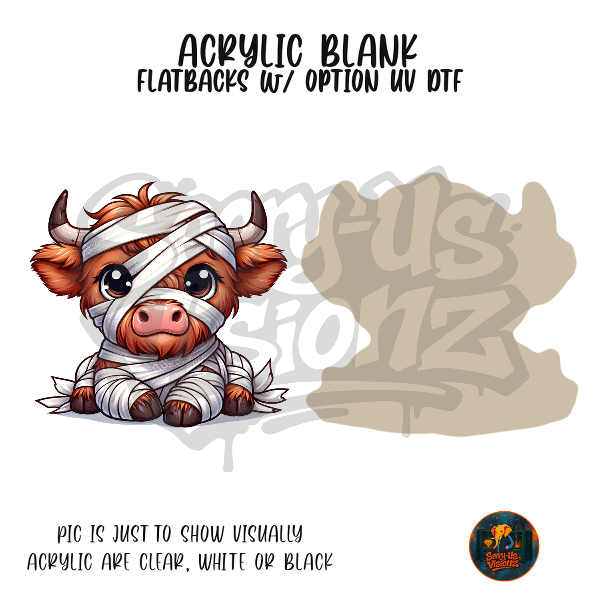 Highland Cow Mummy acrylic blank, Acrylic & UV DTF Print