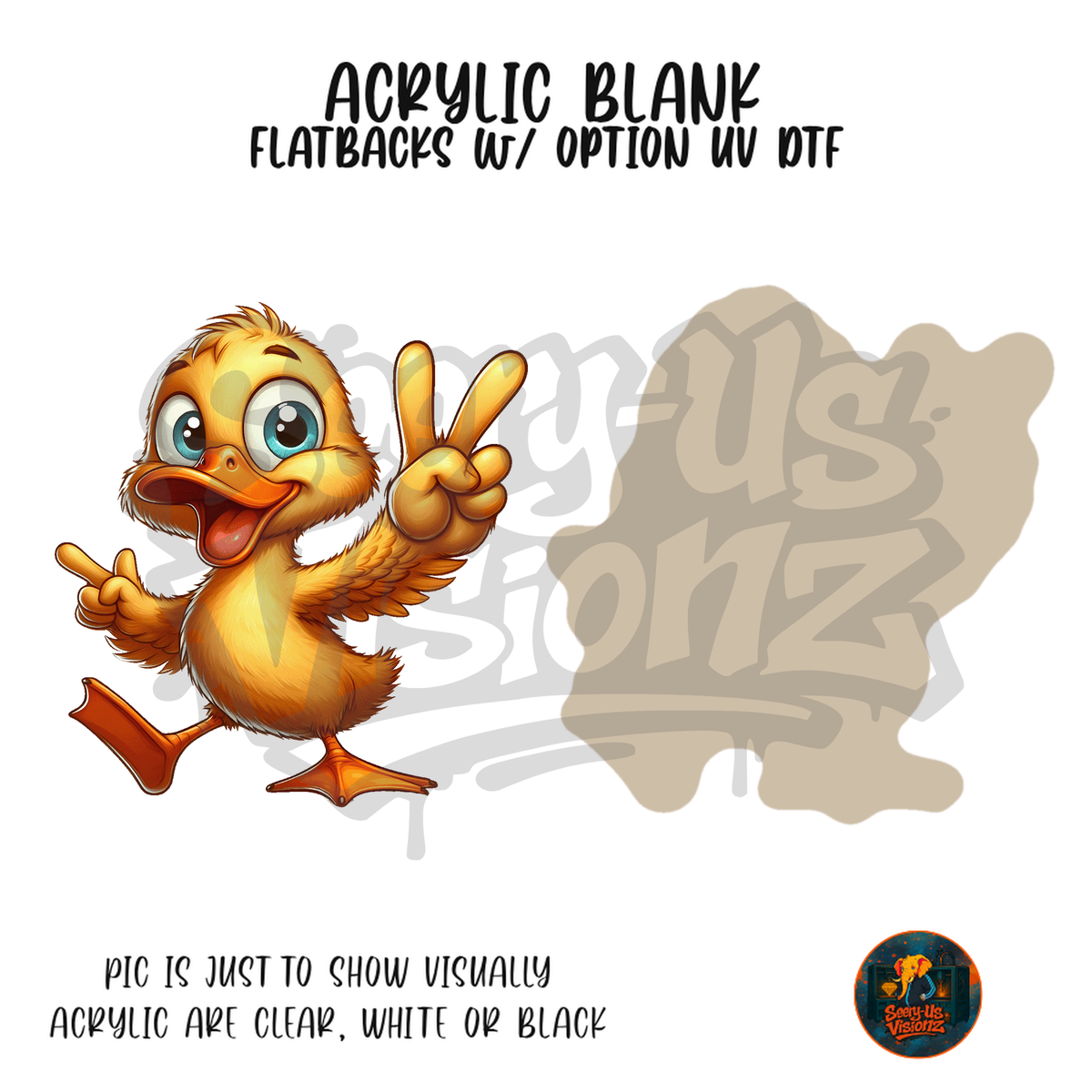 Peace Sign Duckling acrylic blank, Acrylic & UV DTF Print