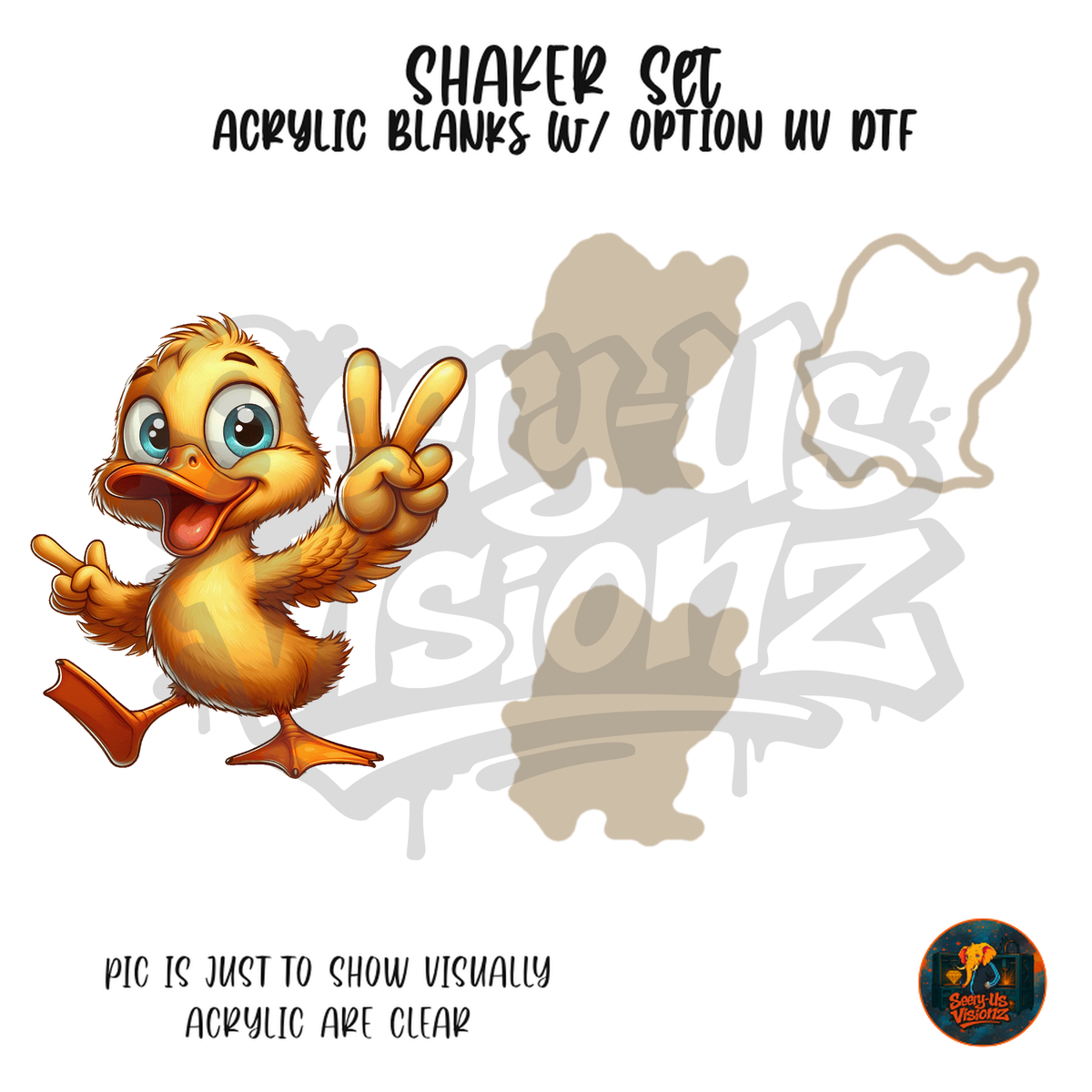 Peace Sign Duckling shaker set acrylic blanks