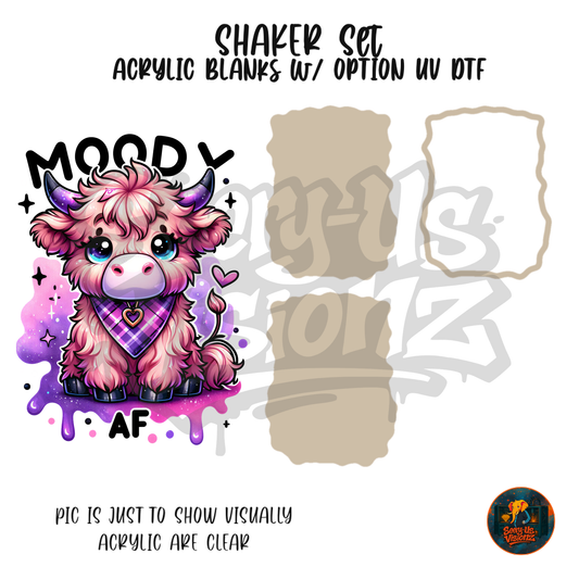 Moody AF Highland Cow shaker set acrylic blanks