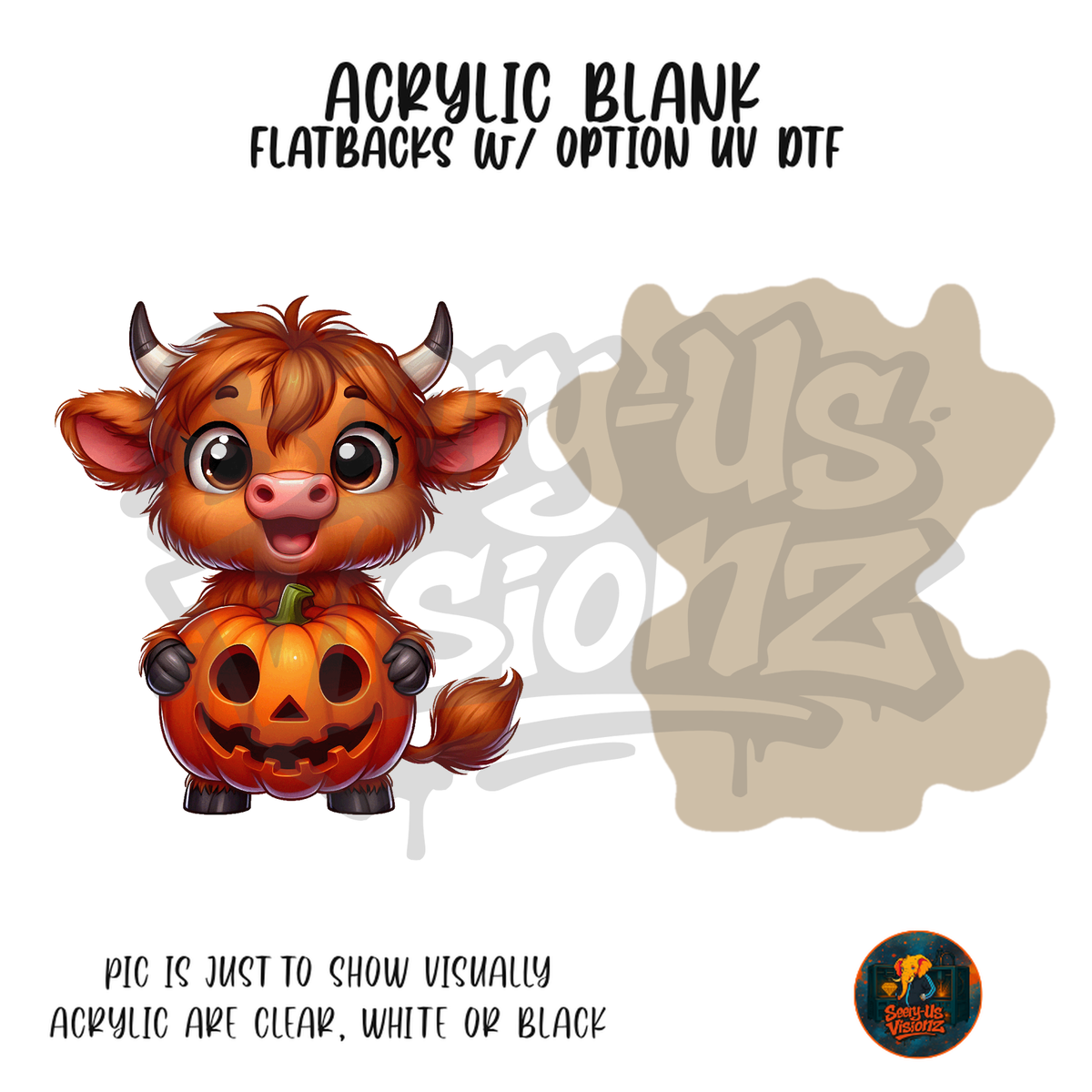 Highland Cow Pumpkin Hug acrylic blank, Acrylic & UV DTF Print