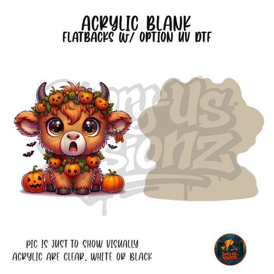 Highland Cow Pumpkin Crown acrylic blank, Acrylic & UV DTF Print