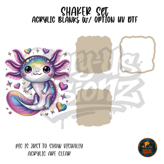 Rainbow Pastel Axolotl shaker set acrylic blanks