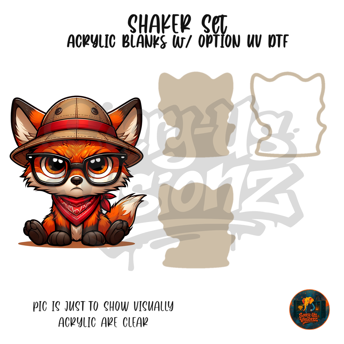 Fox Hat And Bandana shaker set acrylic blanks