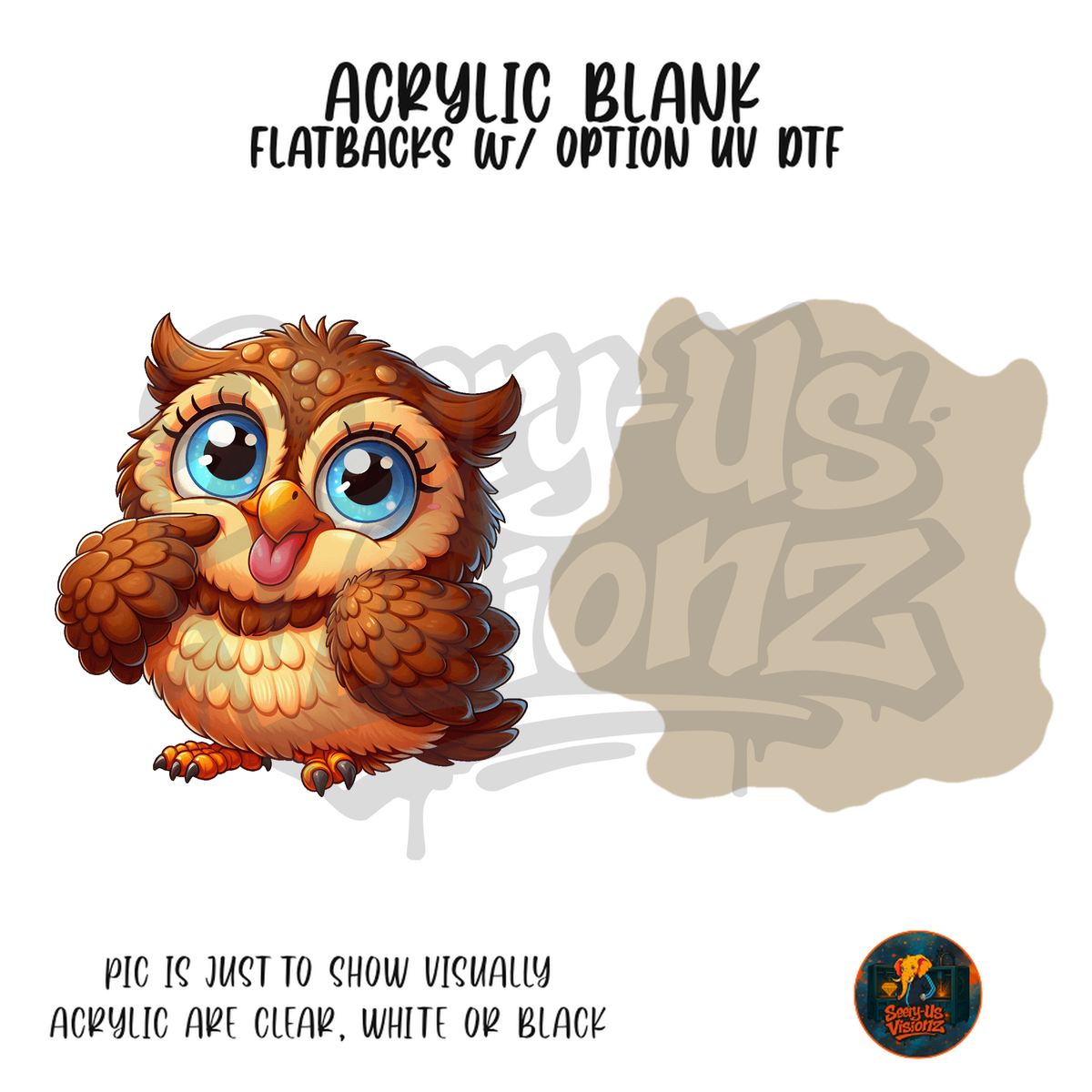 Shy Brown Owl acrylic blank, Acrylic & UV DTF Print