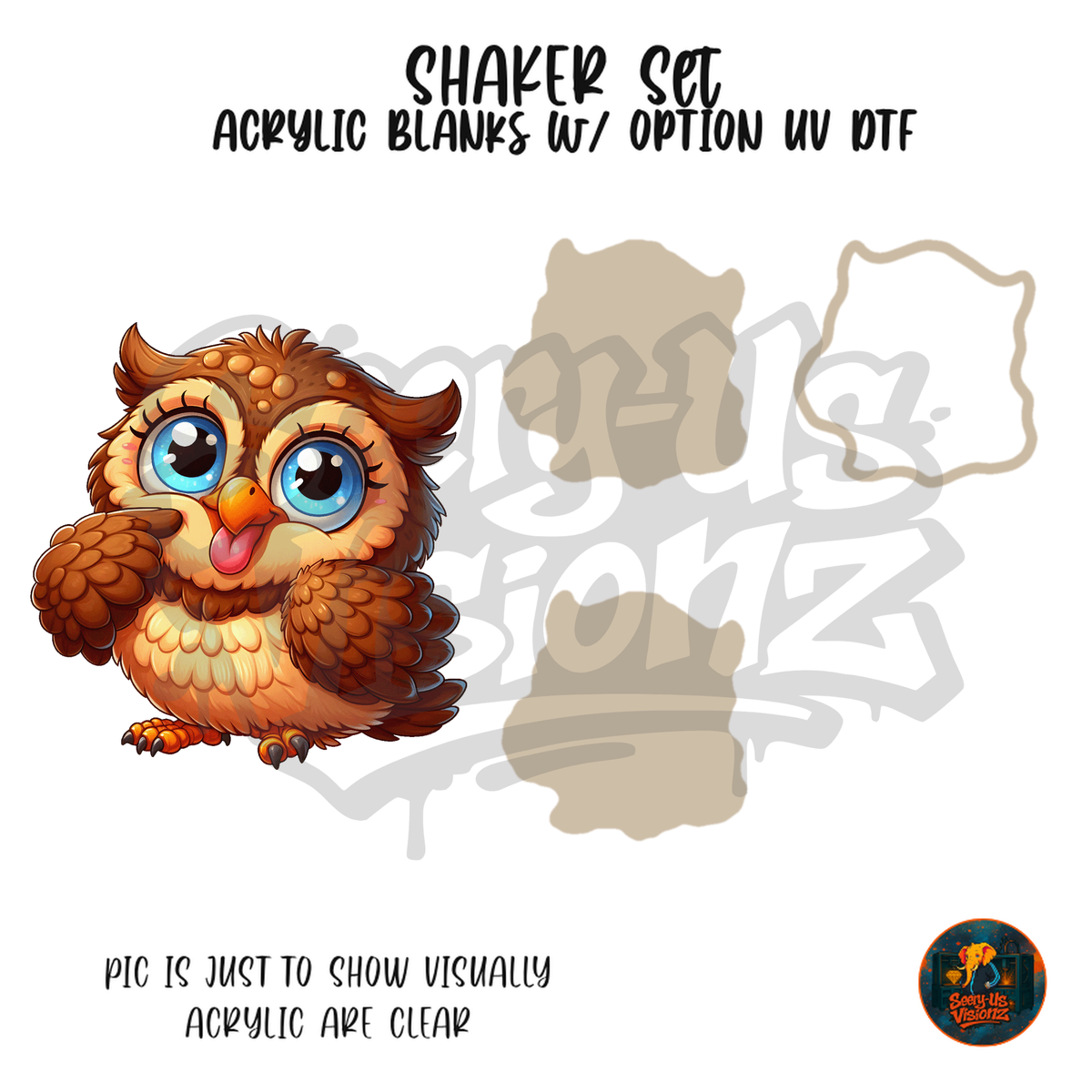 Shy Brown Owl shaker set acrylic blanks