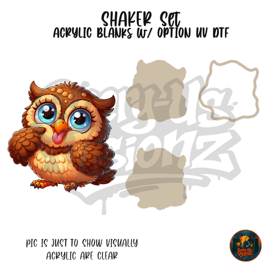 Shy Brown Owl shaker set acrylic blanks