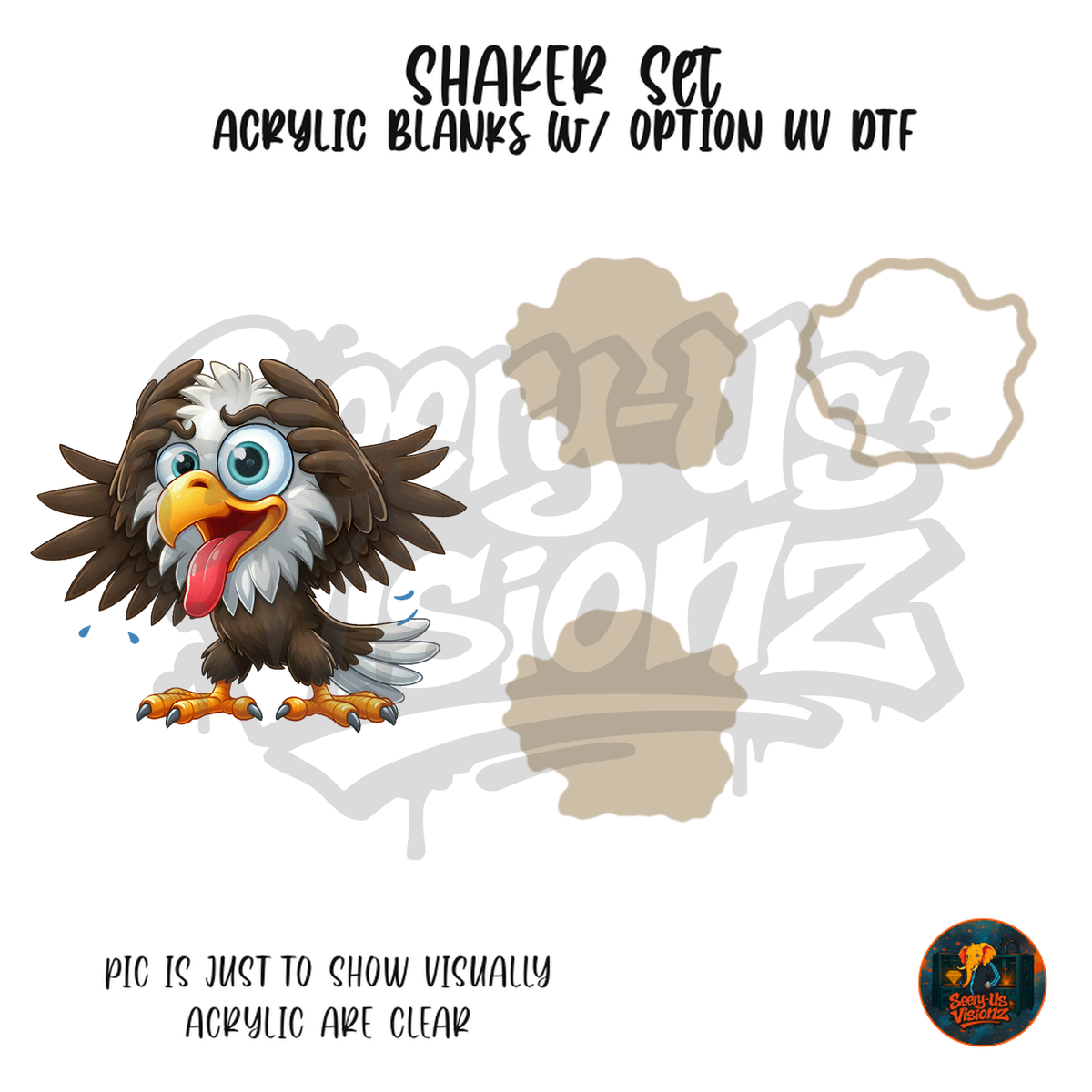 Goofy Bald Eagle shaker set acrylic blanks