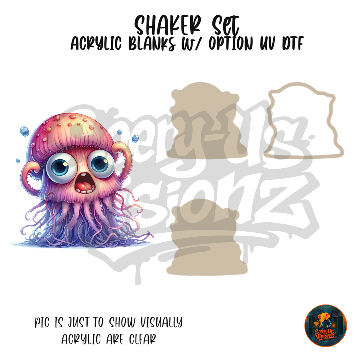 Pink Googly Eyed Jellyfish shaker set acrylic blanks