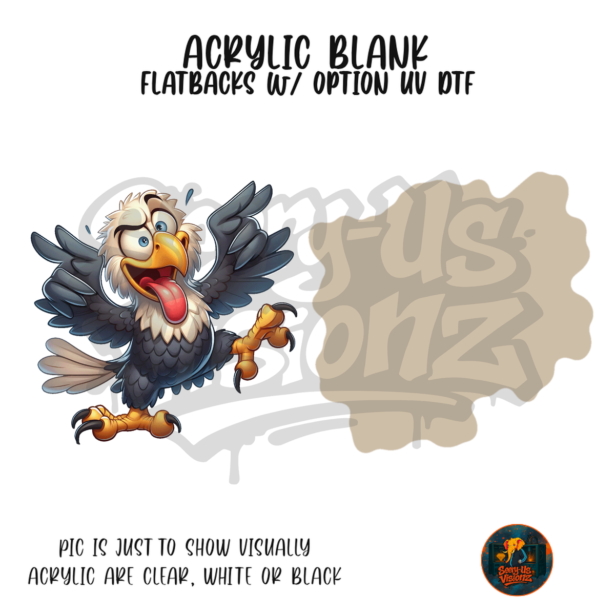 Goofy Vulture acrylic blank, Acrylic & UV DTF Print