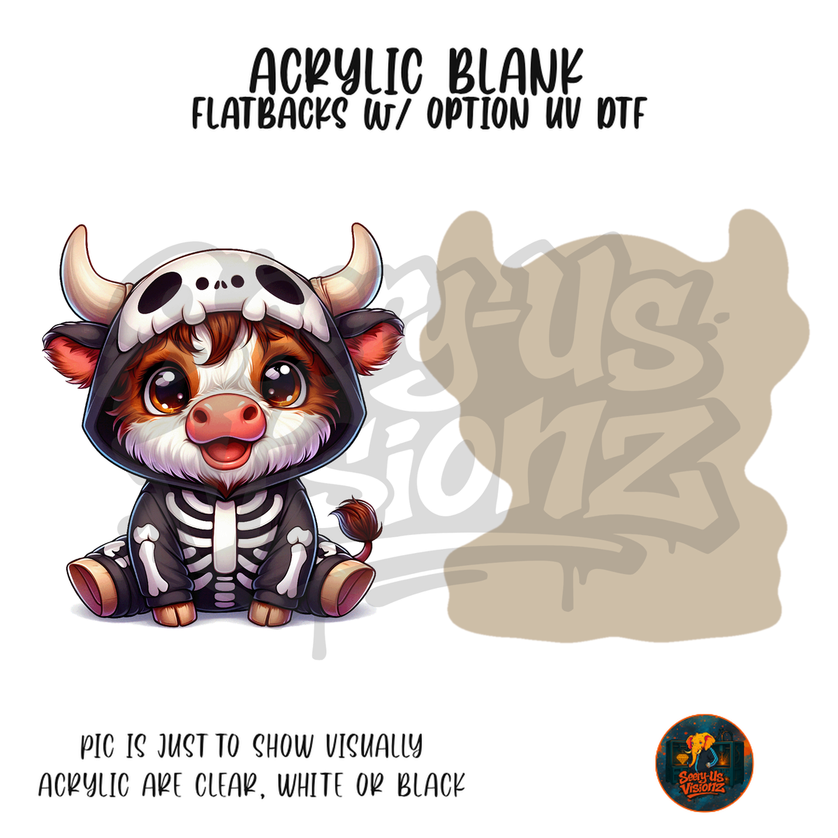 Highland Cow Skeleton Costume acrylic blank, Acrylic & UV DTF Print