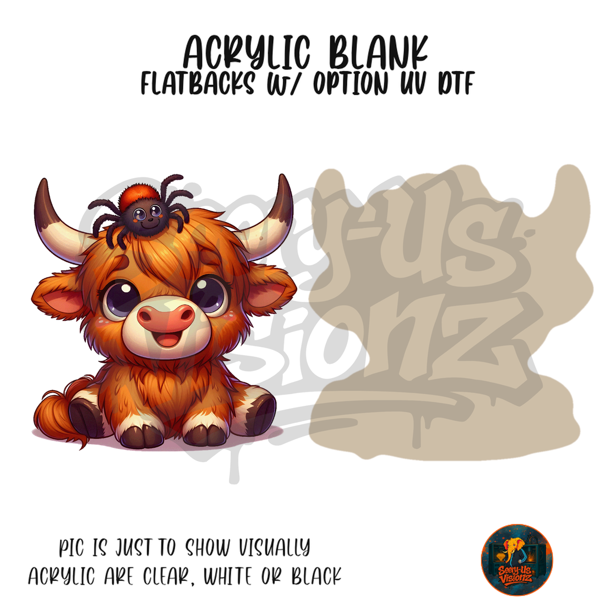 Highland Cow Spider Hat acrylic blank, Acrylic & UV DTF Print