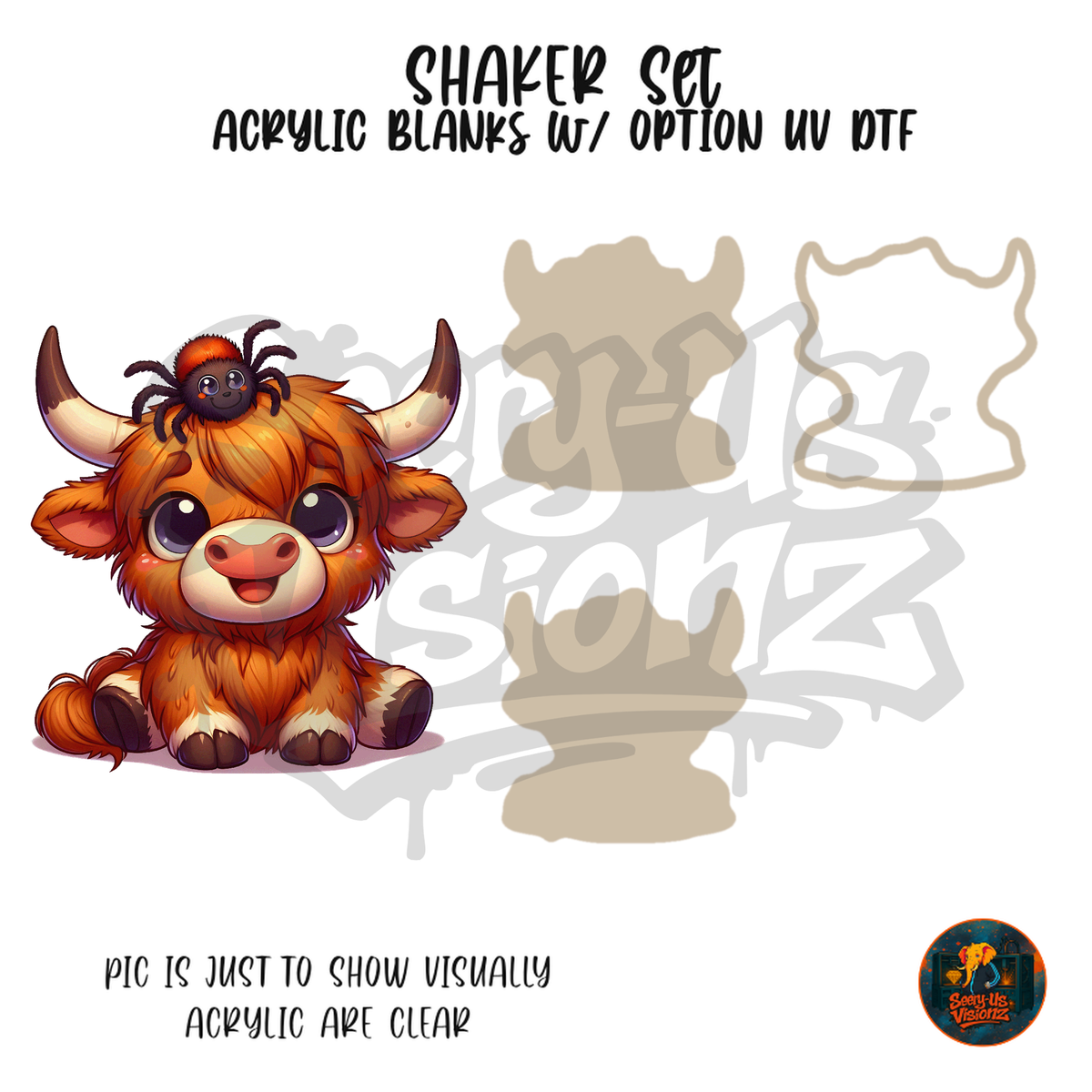 Highland Cow Spider Hat shaker set acrylic blanks