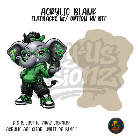 Elephant Green Streetwear acrylic blank, Acrylic & UV DTF Print