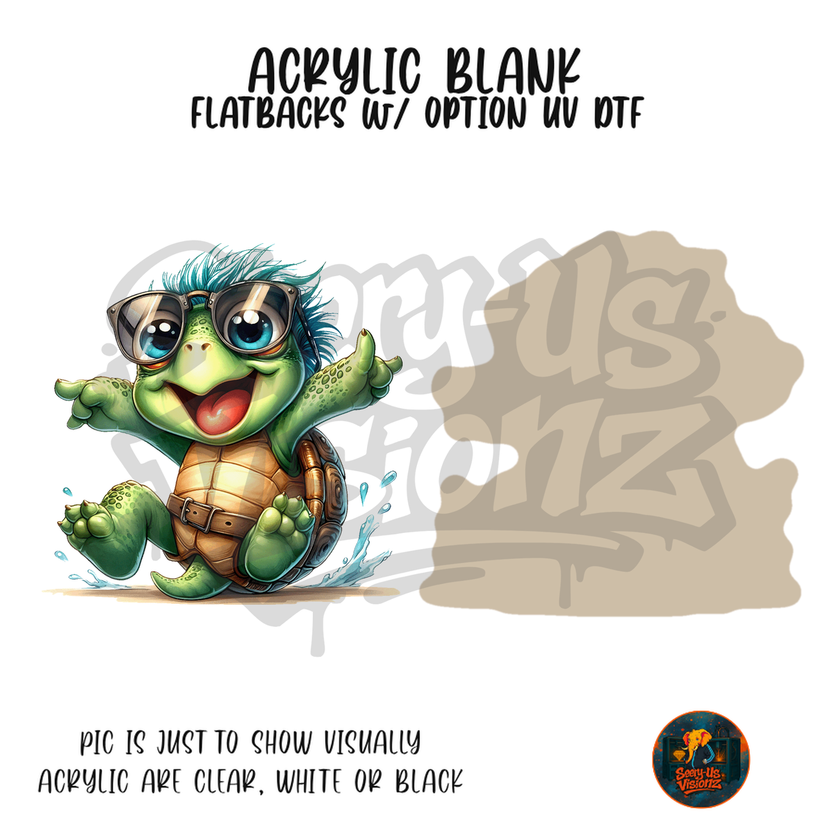 Goofy Turtle Glasses acrylic blank, Acrylic & UV DTF Print