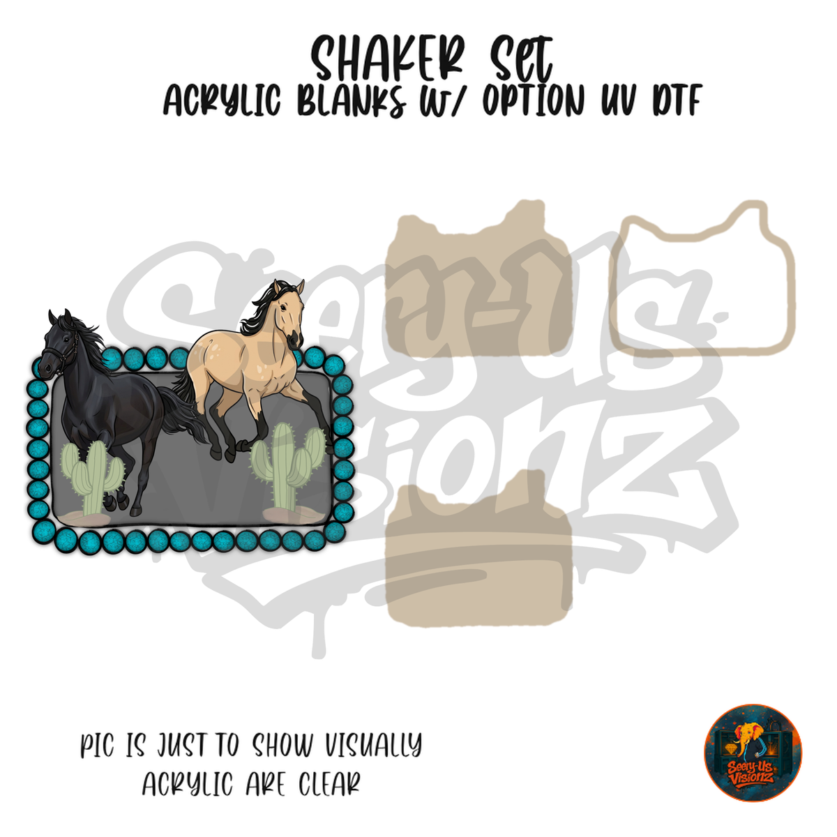 Western Horses Turquoise Frame shaker set acrylic blanks