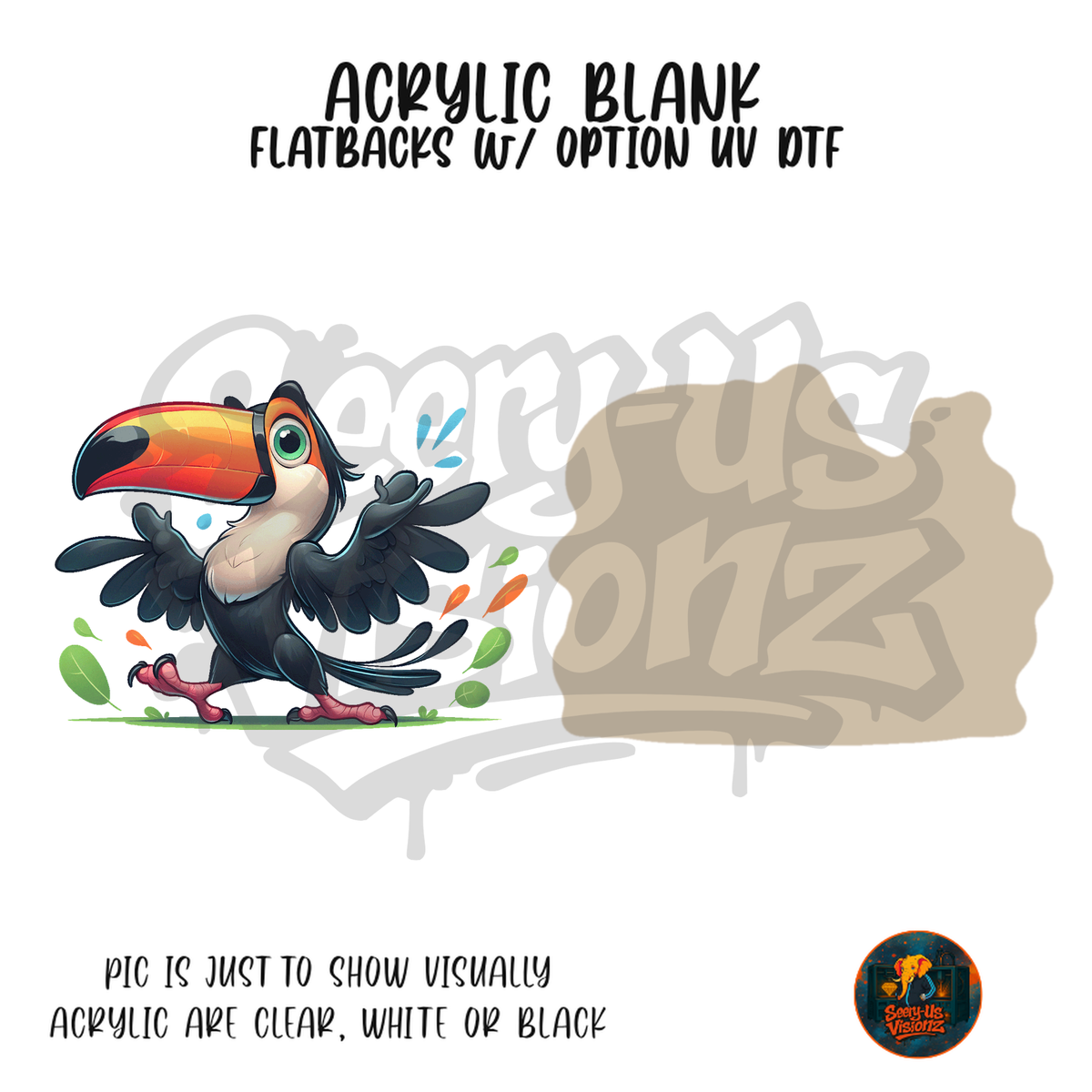 Strutting Toucan Paint Splash acrylic blank, Acrylic & UV DTF Print