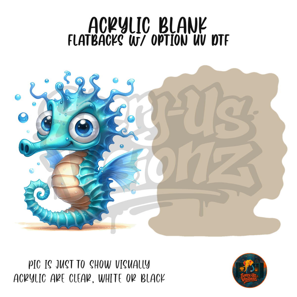 Blue Splash Seahorse acrylic blank, Acrylic & UV DTF Print