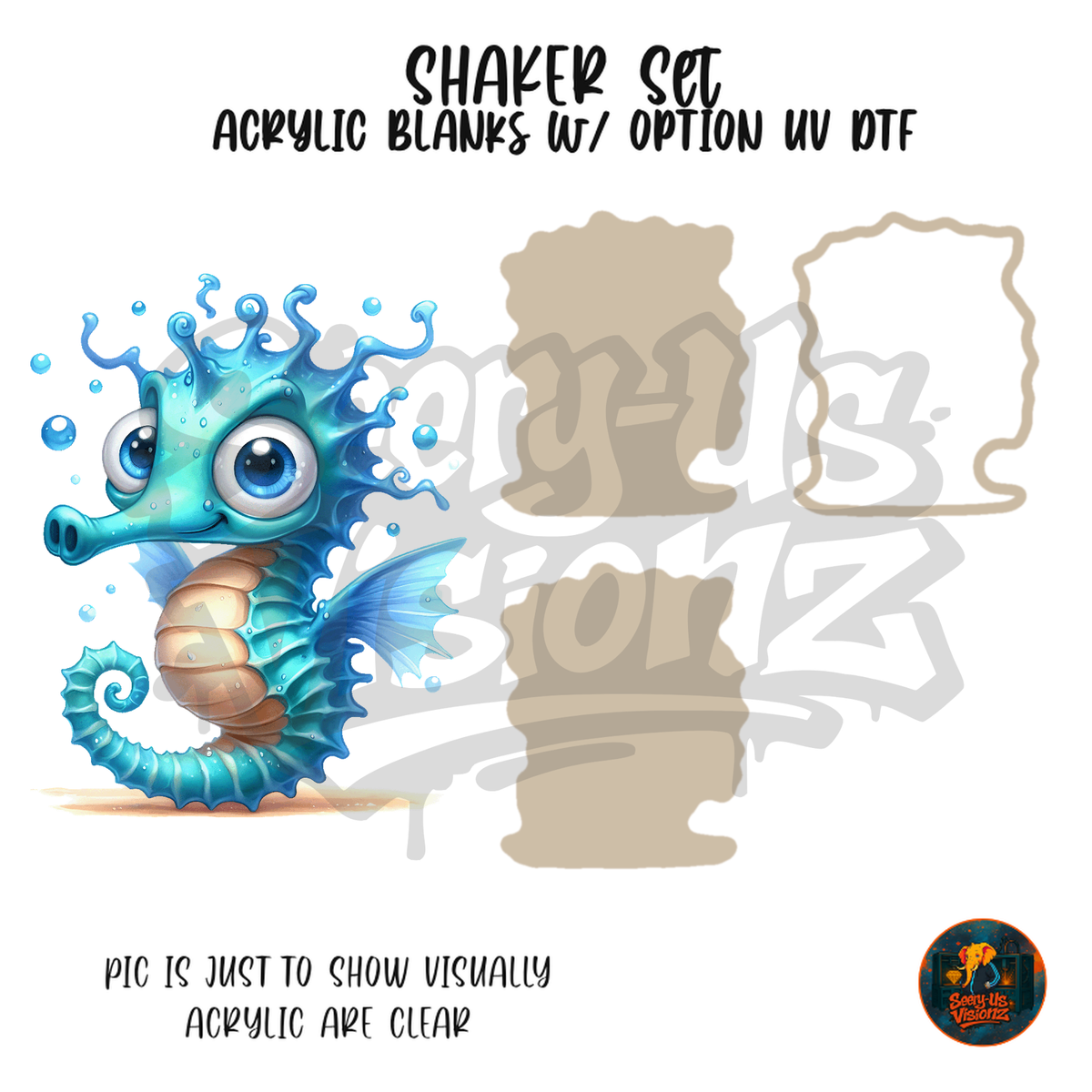Blue Splash Seahorse shaker set acrylic blanks