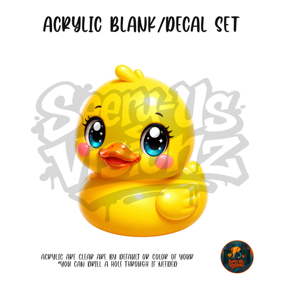 Yellow Rubber Duck acrylic blank and UV DTF decal kit
