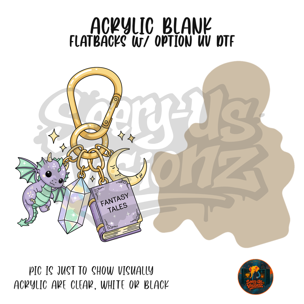 Fantasy Tales Dragon Keychain acrylic blank, Acrylic & UV DTF Print