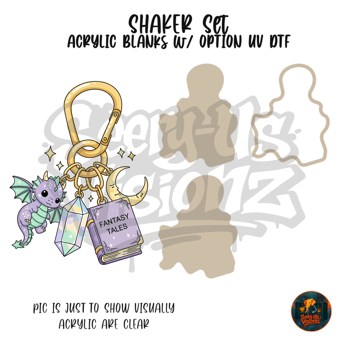 Fantasy Tales Dragon Keychain shaker set acrylic blanks