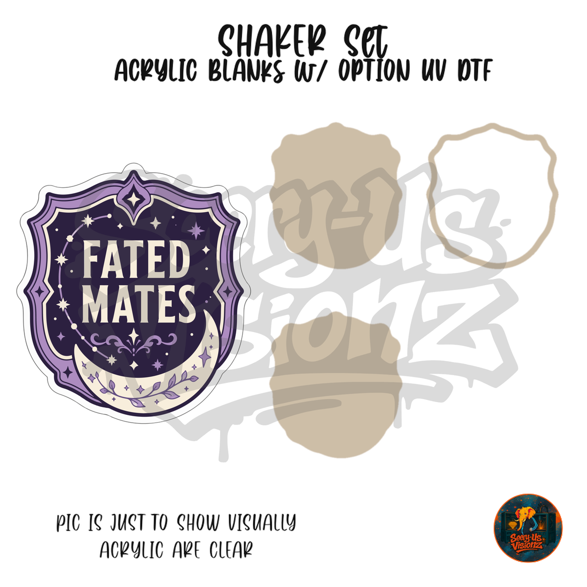 Fated Mates Moon Crest shaker set acrylic blanks