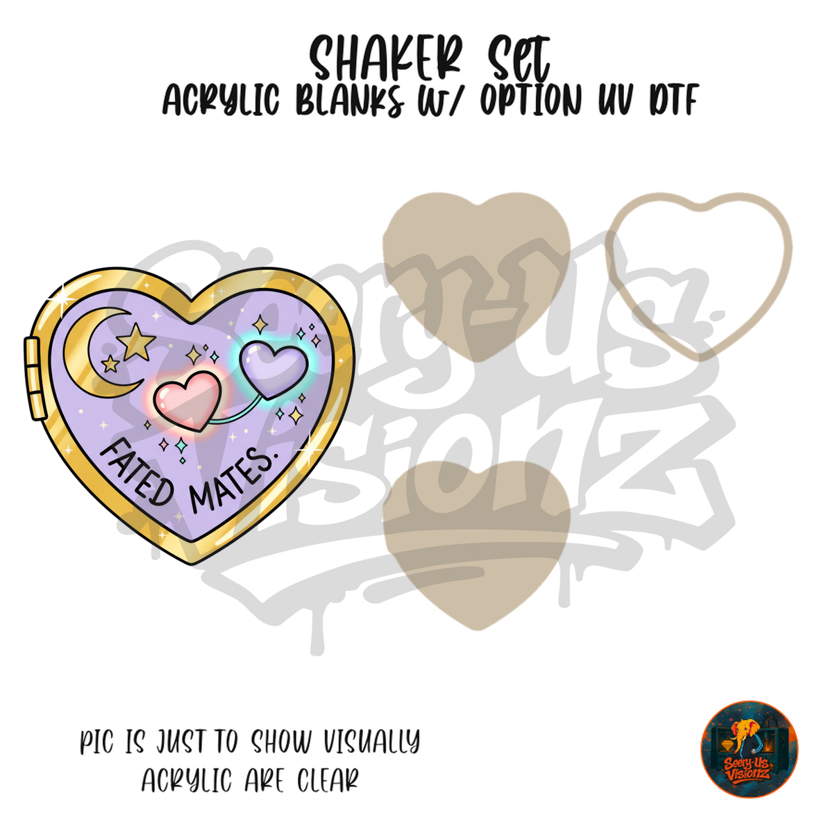 Fated Mates Heart Locket shaker set acrylic blanks