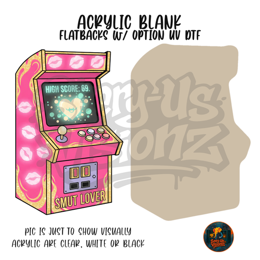 Smut Lover Pink Retro Arcade acrylic blank, Acrylic & UV DTF Print