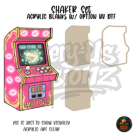 Smut Lover Pink Retro Arcade shaker set acrylic blanks