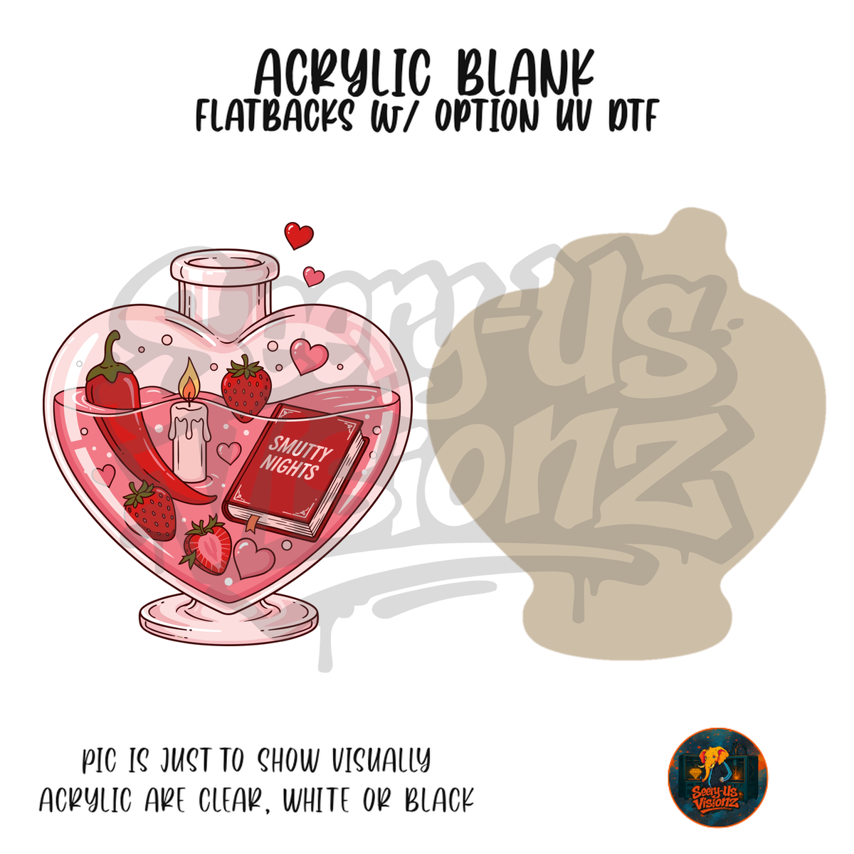 Spicy Heart Potion Bottle acrylic blank, Acrylic & UV DTF Print