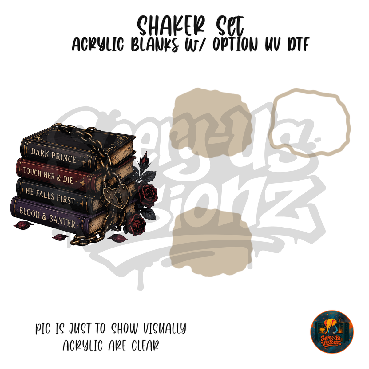 Dark Romance Chained Books shaker set acrylic blanks