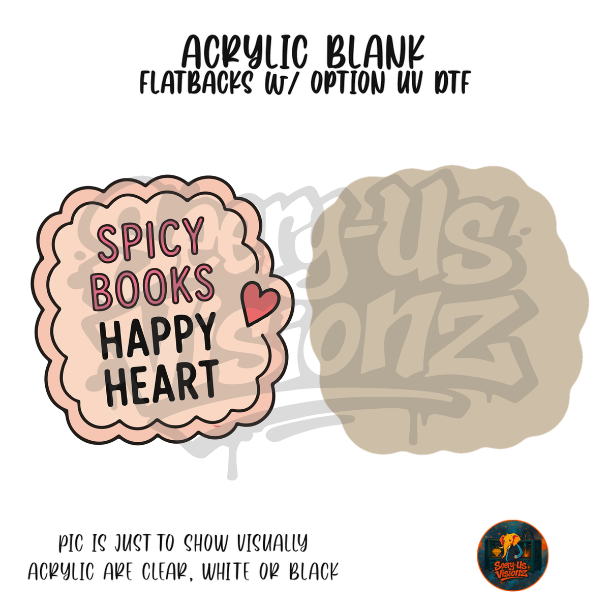Spicy Books Happy Heart acrylic blank, Acrylic & UV DTF Print