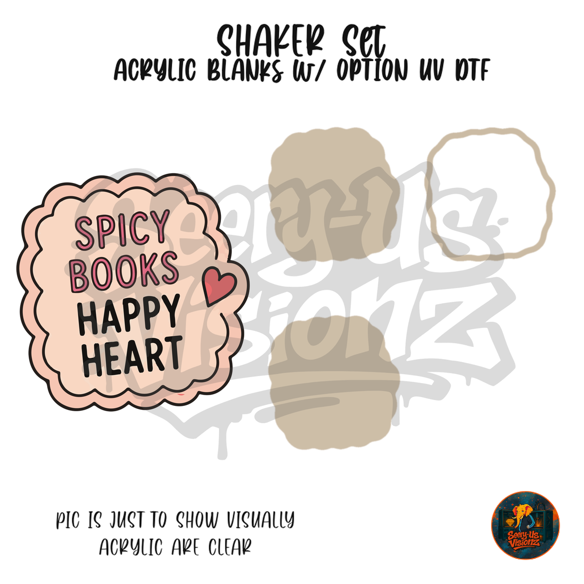 Spicy Books Happy Heart shaker set acrylic blanks