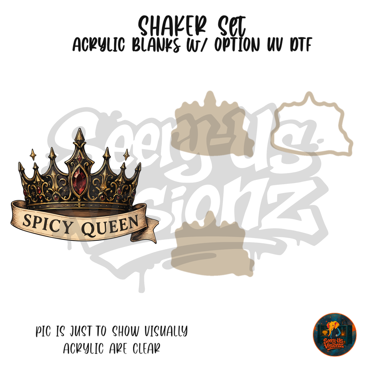 Dark Spicy Queen Crown shaker set acrylic blanks