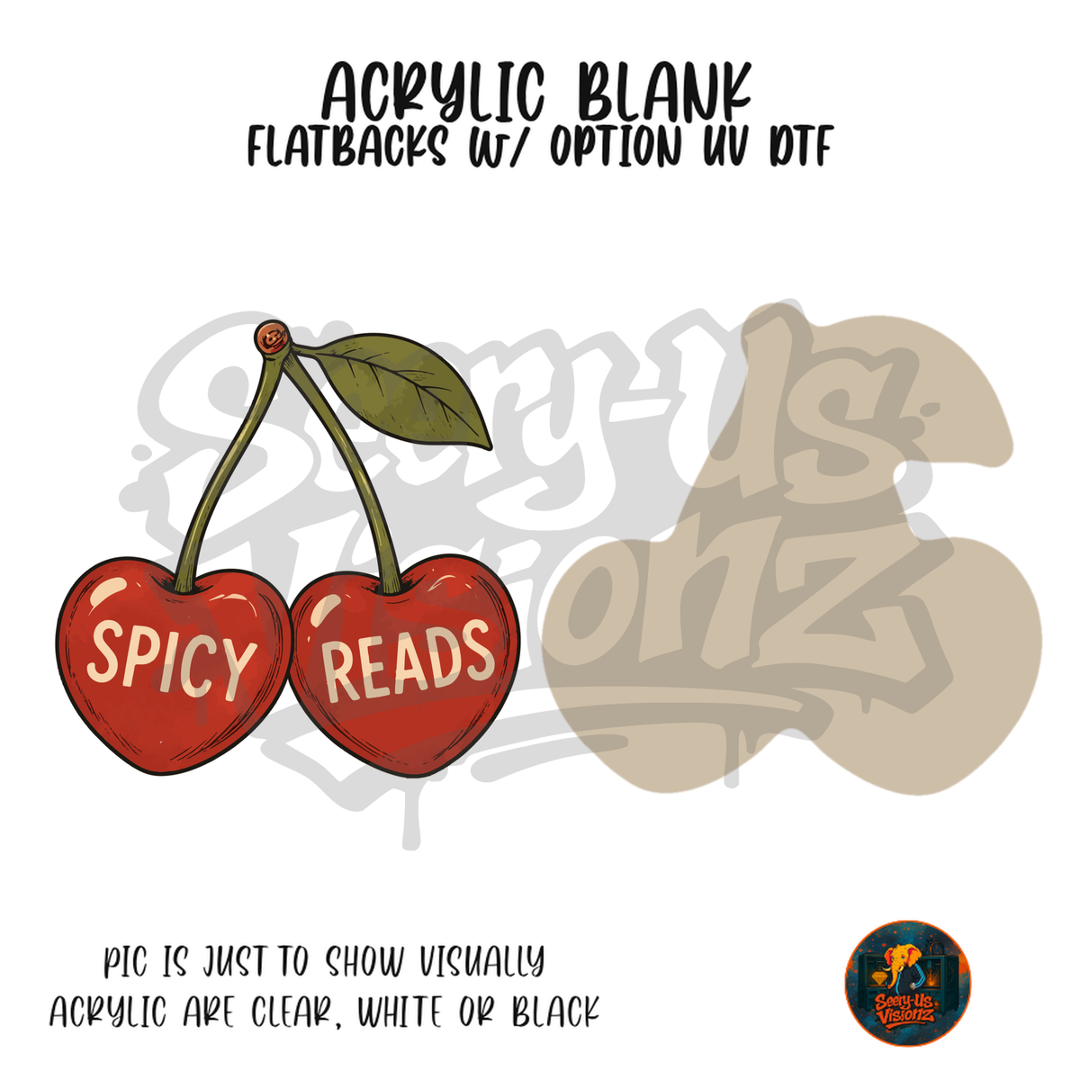 Spicy Reads Cherries acrylic blank, Acrylic & UV DTF Print