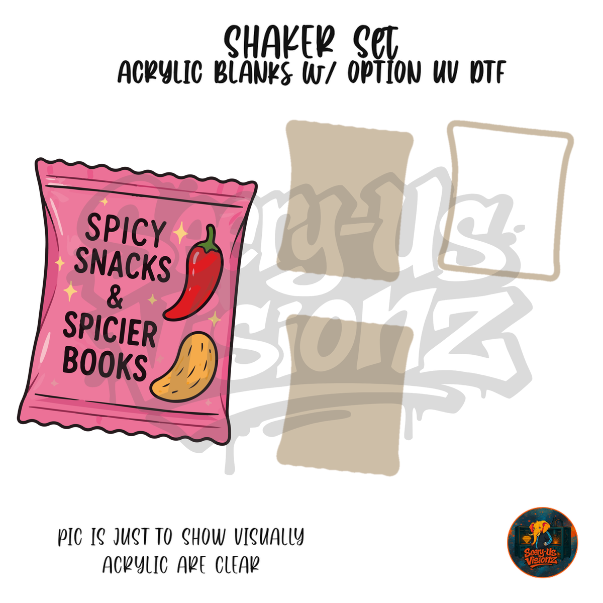 Spicy Snacks Chip Bag shaker set acrylic blanks