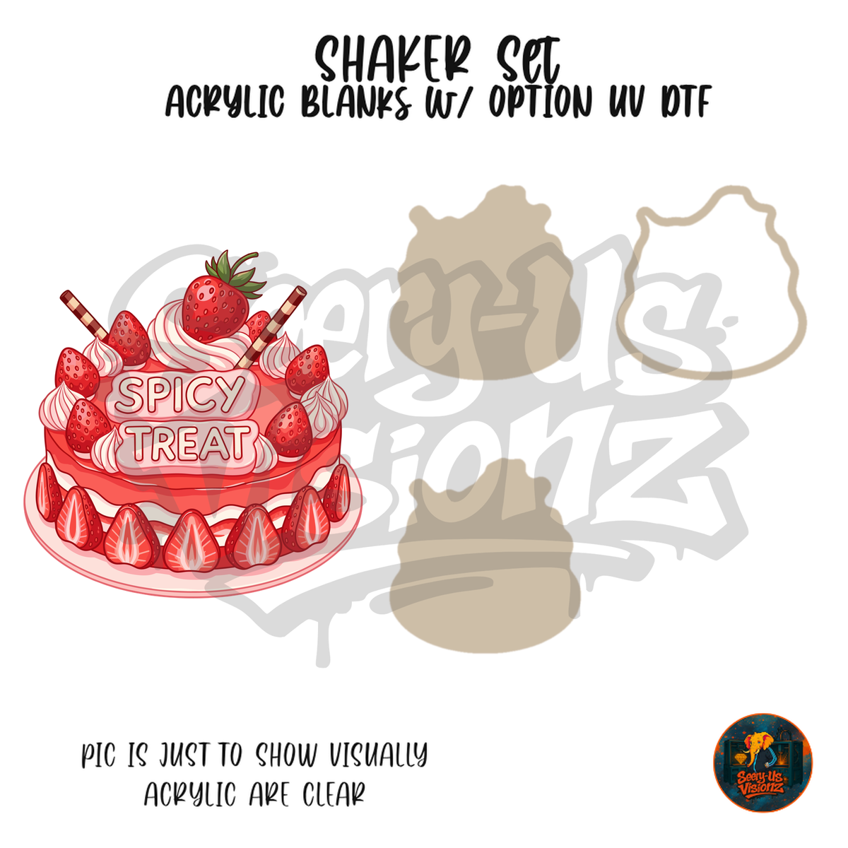 Spicy Treat Strawberry Cake shaker set acrylic blanks