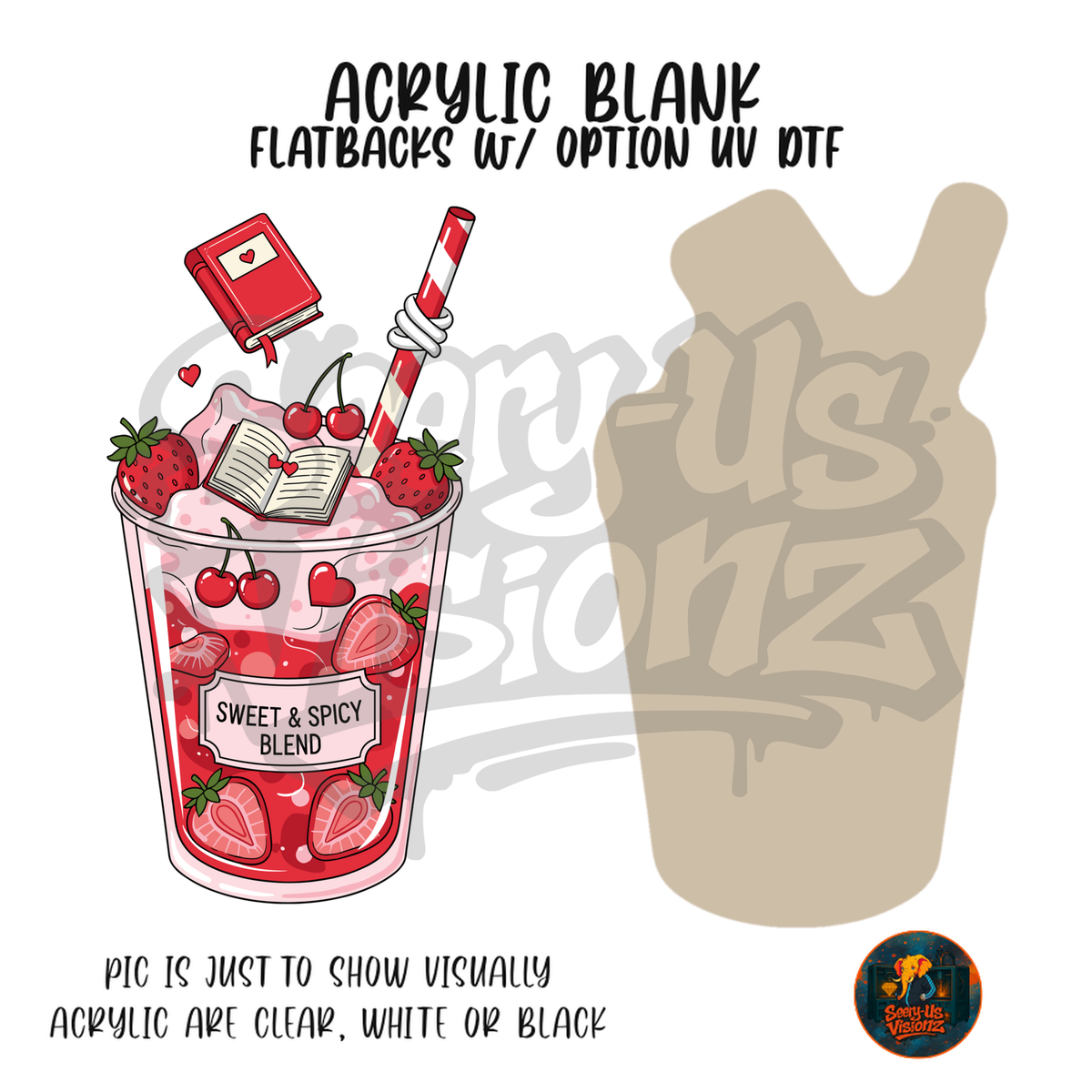 Sweet Spicy Strawberry Drink acrylic blank, Acrylic & UV DTF Print
