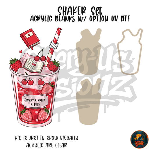Sweet Spicy Strawberry Drink shaker set acrylic blanks