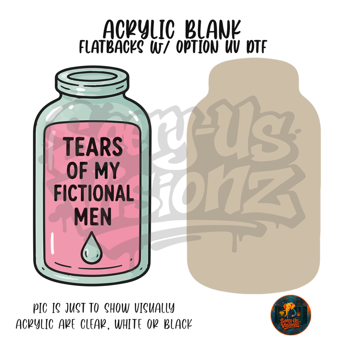 Fictional Men Tears Jar acrylic blank, Acrylic & UV DTF Print