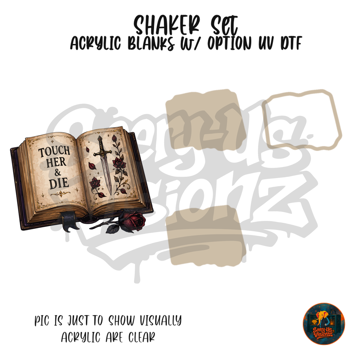 Touch Her Open Book shaker set acrylic blanks
