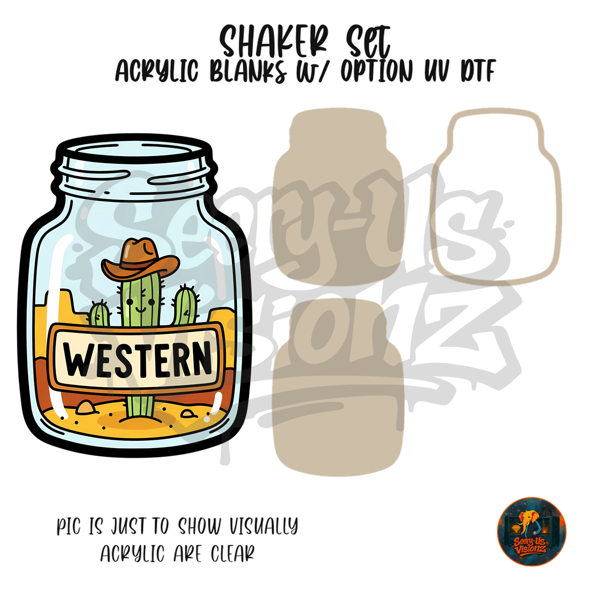 Western Cactus Jar shaker set acrylic blanks