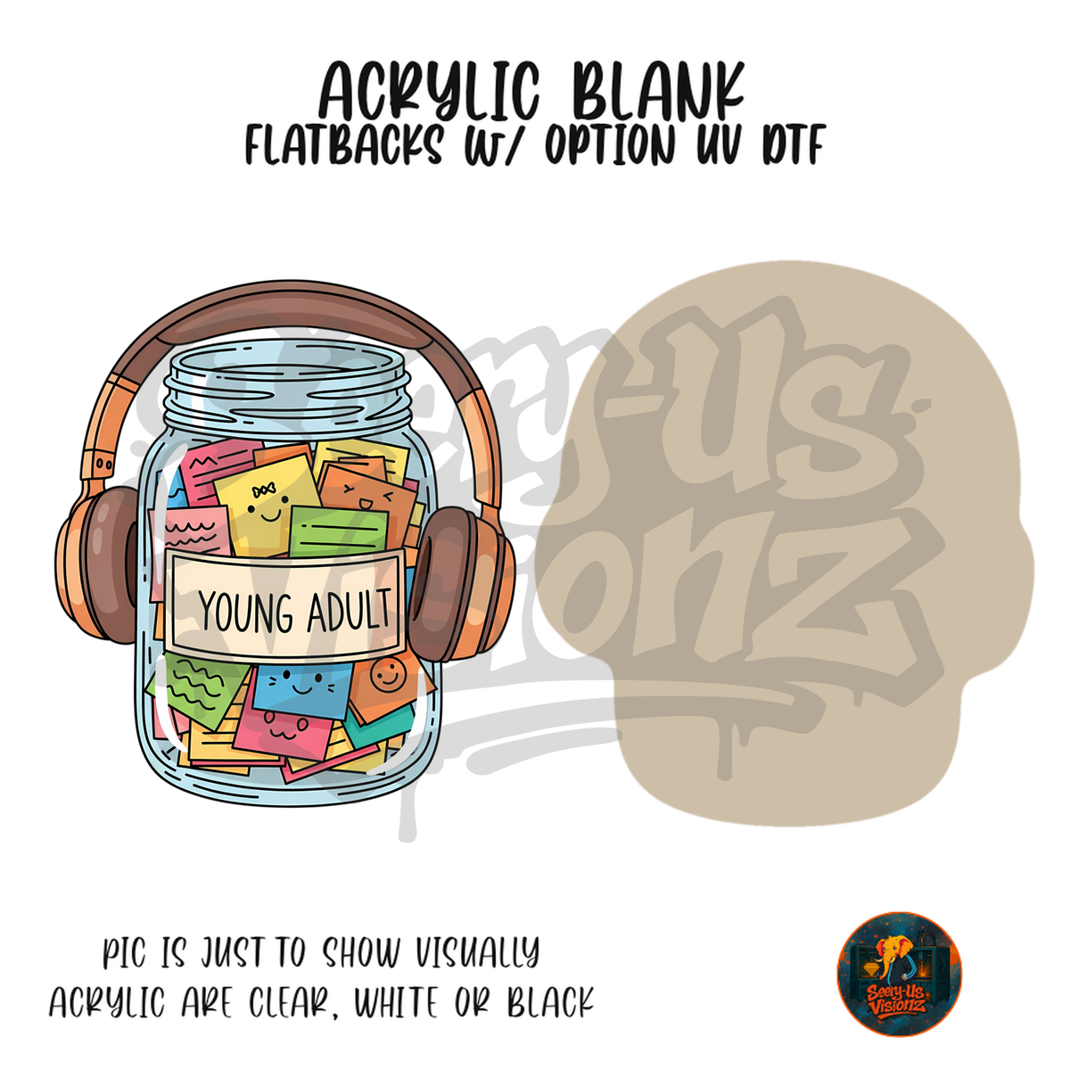 Young Adult Jar acrylic blank, Acrylic & UV DTF Print