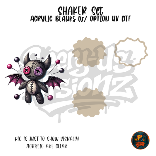 Black Bat Voodoo Doll shaker set acrylic blanks