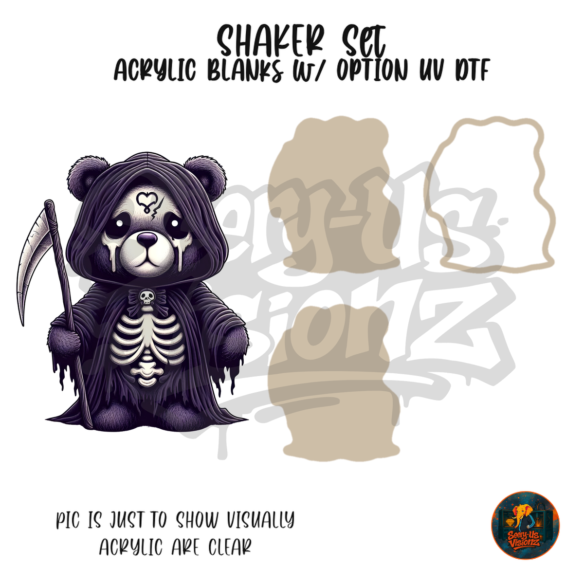 Skeleton Reaper Bear shaker set acrylic blanks